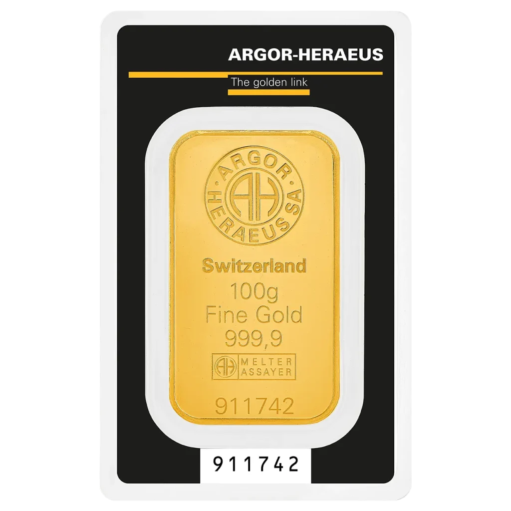 Argor-Heraeus 100 грама златно кюлче