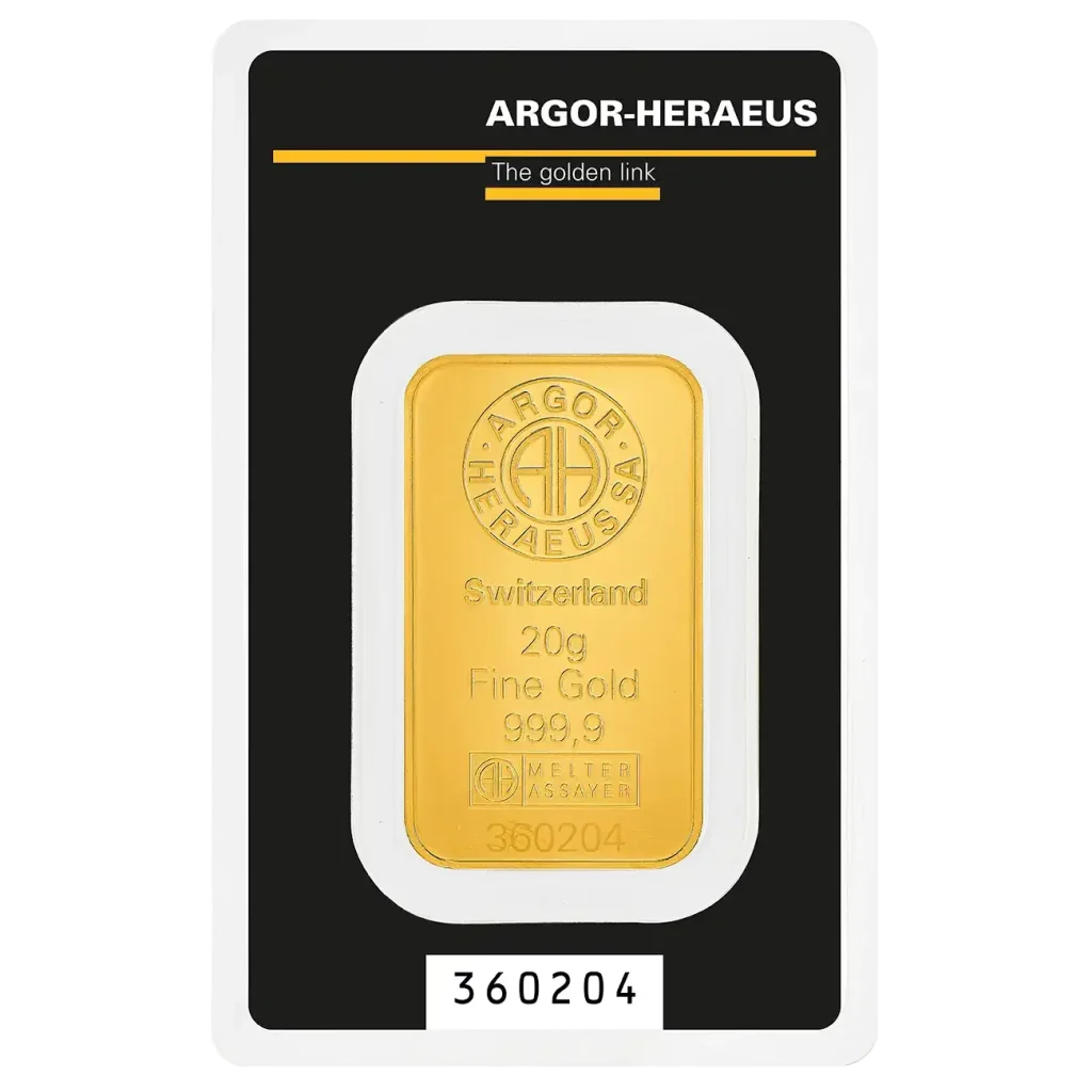 Argor-Heraeus 20 грама златно кюлче