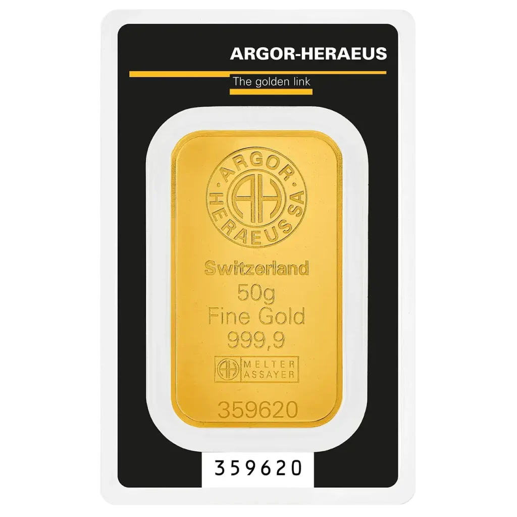 Argor-Heraeus 50 грама златно кюлче