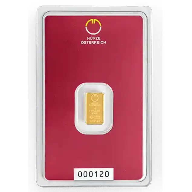 Austrian Mint 1 грам златно кюлче
