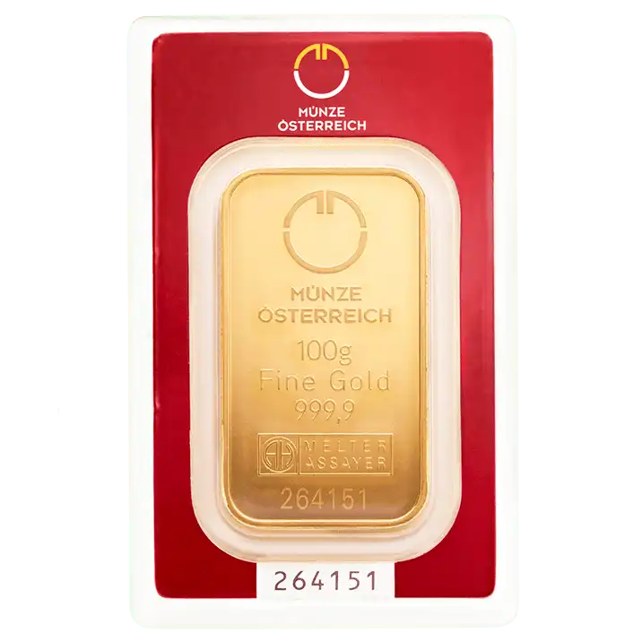 Austrian Mint 100 грама златно кюлче