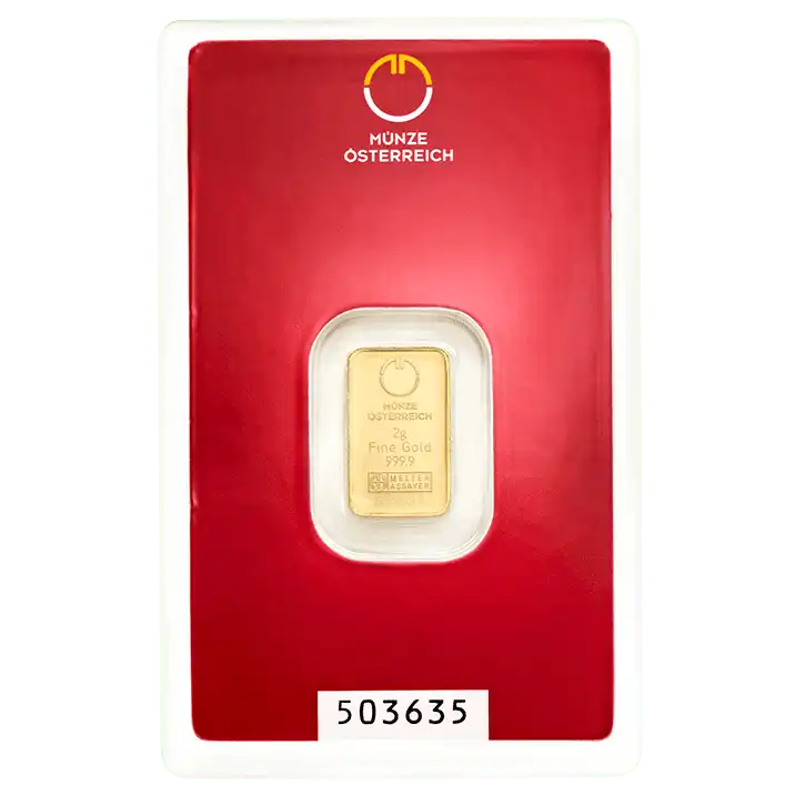 Austrian Mint 2 грама златно кюлче