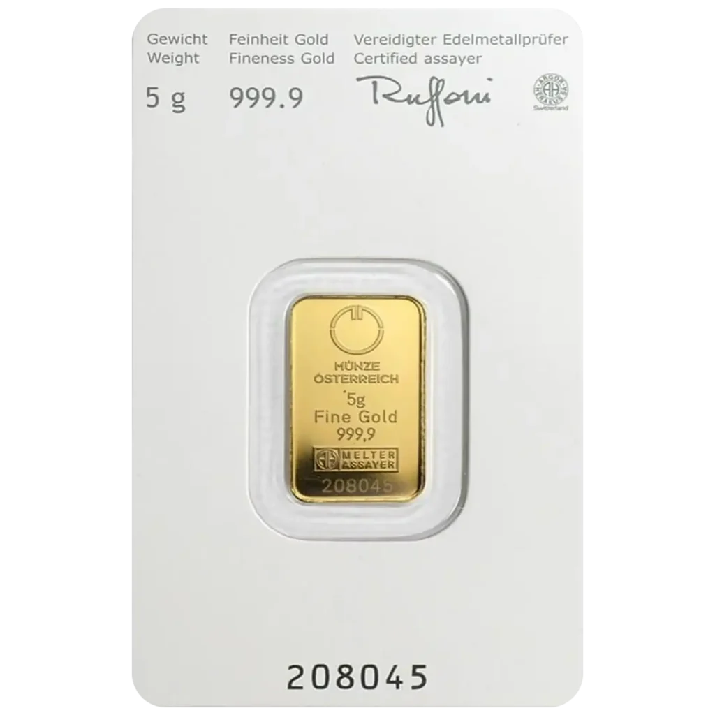 Austrian Mint 5 грама златно кюлче