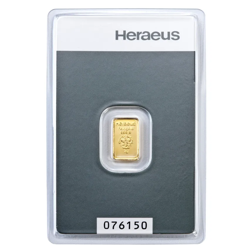Heraeus 1 грам златно кюлче