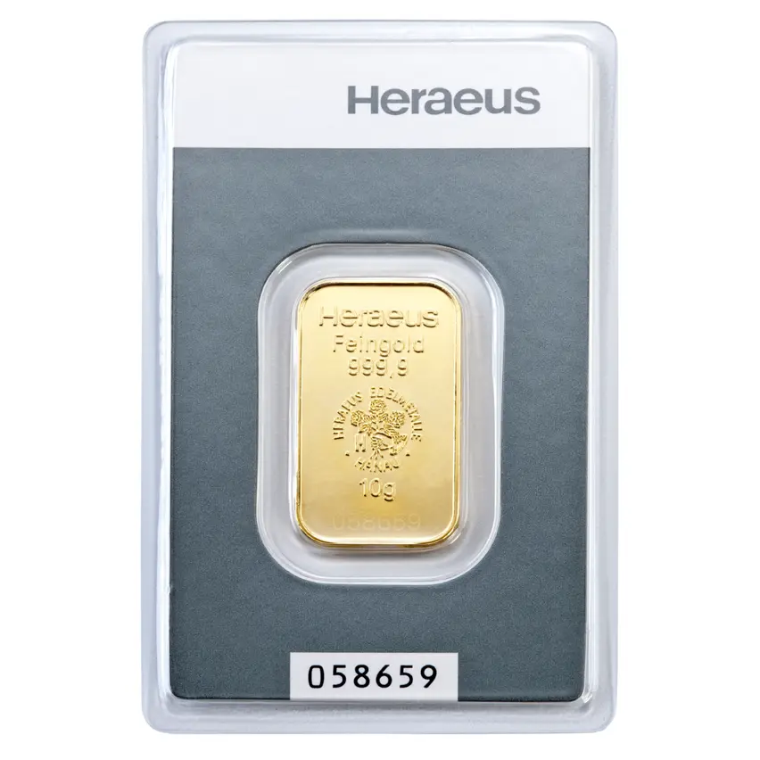 Heraeus 10 грама златно кюлче