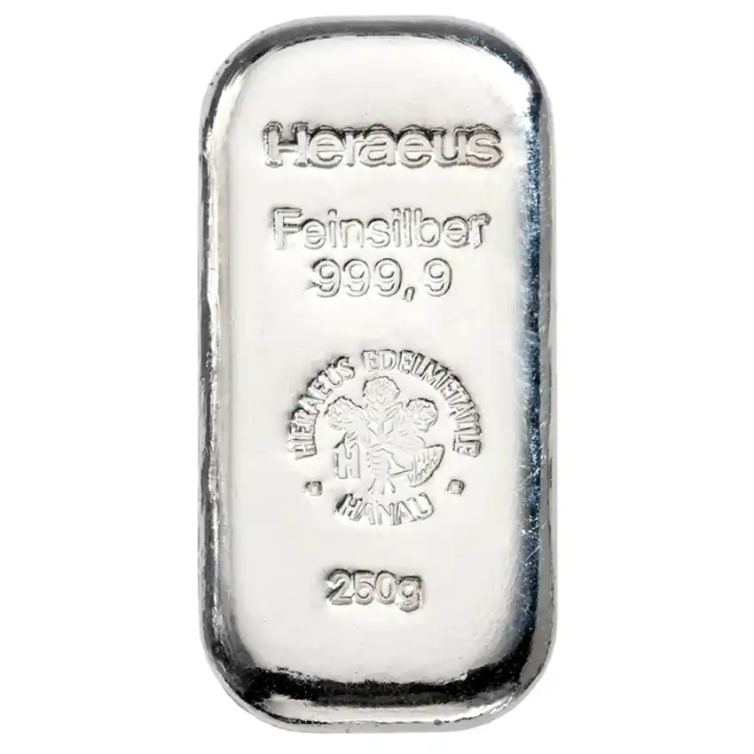 Heraeus 250 грама сребърно кюлче