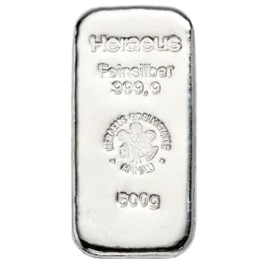 Heraeus 500 грама сребърно кюлче – цена