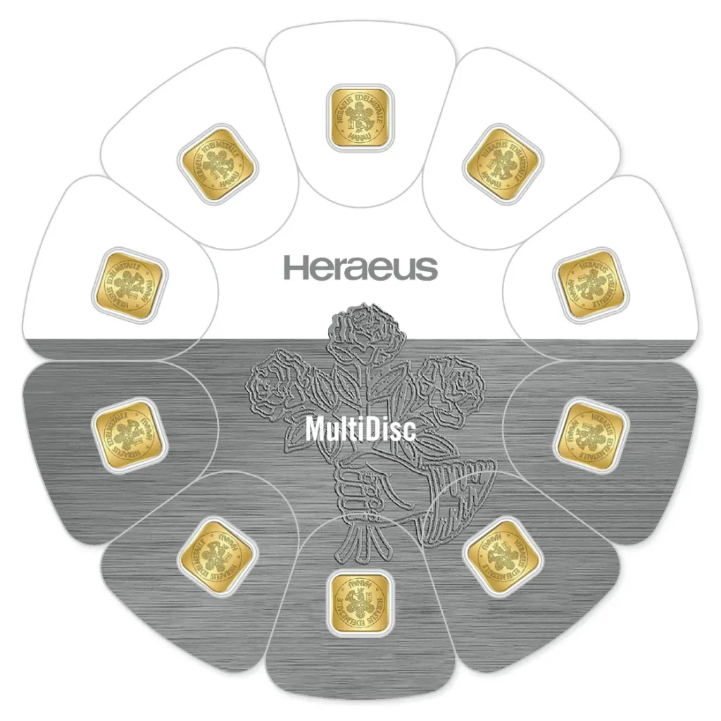 Heraeus MultiDisc 10 x 1 грам златни кюлчета