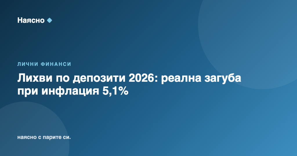 Лихви по депозити 2026: реална загуба при инфлация 5,1%